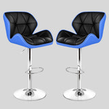 Set of 2 Black Adjustable Swivel Bar Stools - PU Leather with Chrome Base for Kitchen and Bar