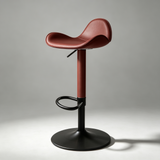 Saddle Leather Bar Stool - Swivel and Height Adjustable Kitchen Island Seat
