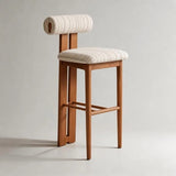 Vintage French Style High Bar Chair, Ash Wood Kitchen Island Stool