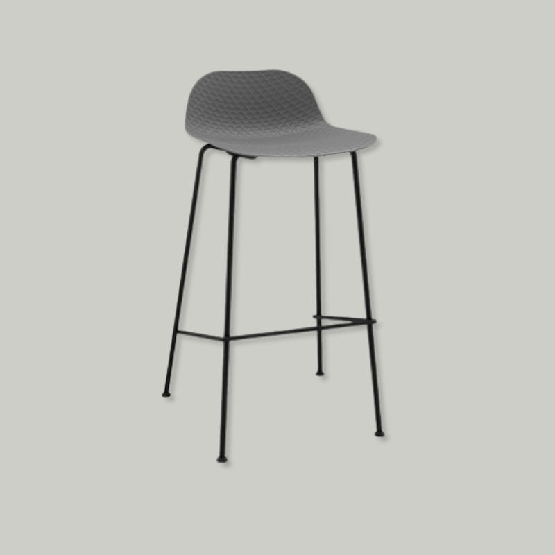 Modern High Bar Stool with Textured Seat and Metal Frame