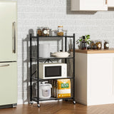 Foldable Metal Storage Shelf with Wheels – 4-Tier Heavy-Duty Rolling Rack for Kitchen, Office, Living Room, or Garage