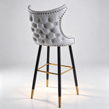 Velvet Bar Stool with Gold Accents – Technology Fabric, 65/75cm