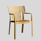 Contemporary Slatted Outdoor Dining Chair – Stackable Armchair for Patio, Café & Restaurant