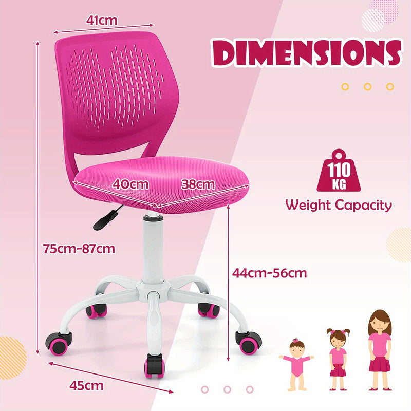 Modern Pink Kids Swivel Study Chair