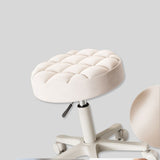 Adjustable Round Rolling Stool with Tufted Cushion for Beauty and Salon Use