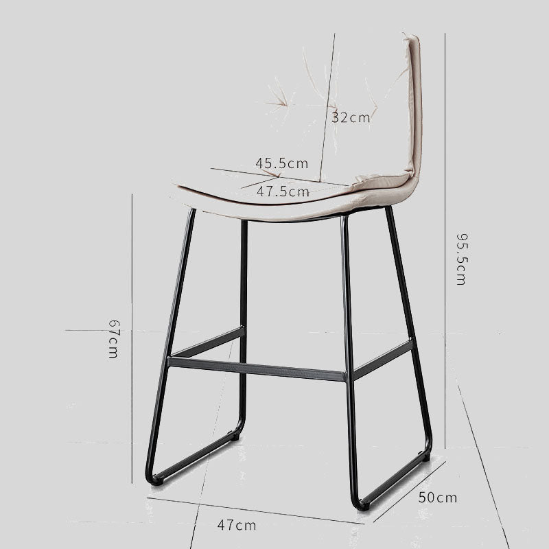 Modern Tufted Leather Bar Stool with Sleek Metal Frame for Stylish Interiors