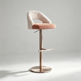 Italian Minimalist Upholstered Bar Stool, Adjustable Swivel Stainless Steel Island Chair