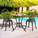 Vintage Cast Aluminum Bistro Set – Outdoor Table and Chairs with Floral Design