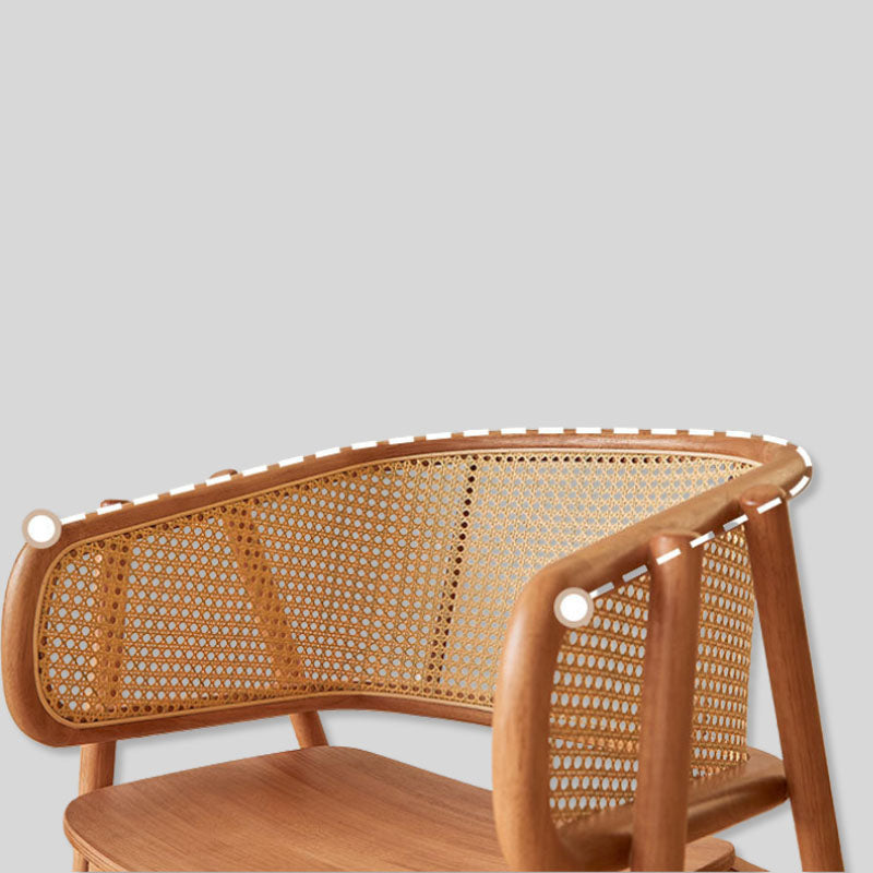 Contemporary Rattan Armchair with Solid Wood Frame