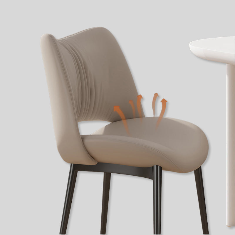 Modern Curved Leather Dinning Chair - Contemporary Comfort for Stylish Spaces