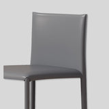 Saddle Leather Counter Stool With Steel Frame and Upholstered Legs.