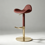 Saddle Leather Bar Stool - Swivel and Height Adjustable Kitchen Island Seat