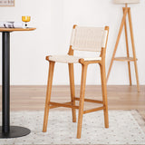 Scandinavian Woven Bar Stool – Solid Wood & Natural Rope Seat