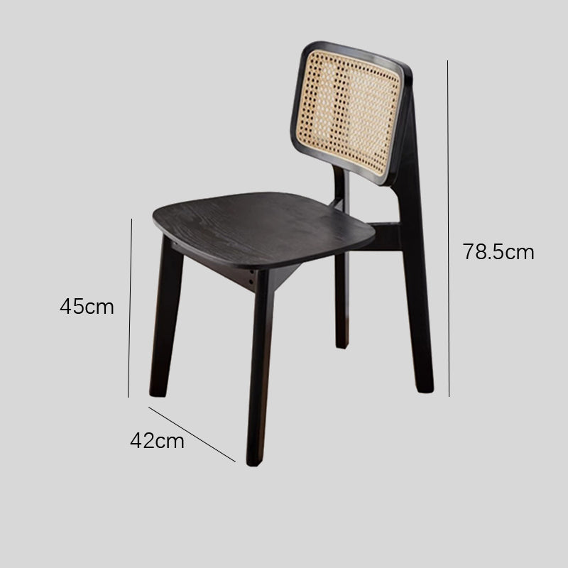 Contemporary Rattan and Wood Dining Chair - Elegant Black Finish