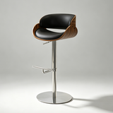 Italian Minimalist Genuine Leather Bar Stool, Adjustable Swivel Island Chair