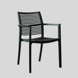 Modern Stackable Outdoor Dining Chair – Durable Slatted Armchair for Café, Patio & Garden