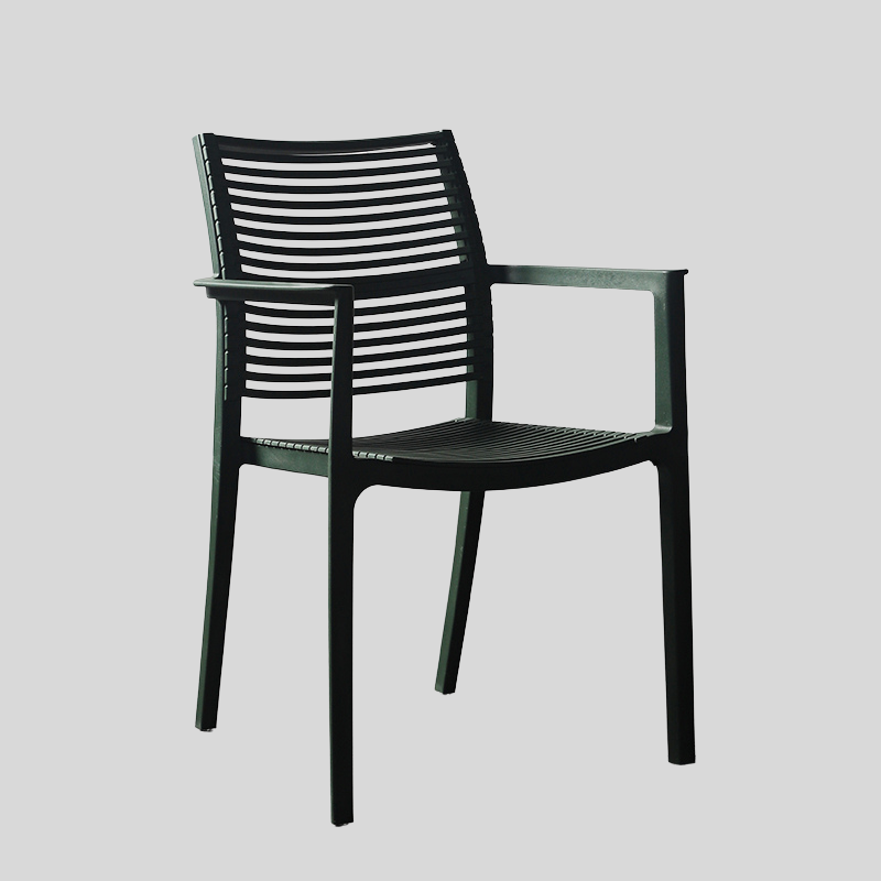 Modern Stackable Outdoor Dining Chair – Durable Slatted Armchair for Café, Patio & Garden