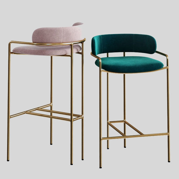 Luxurious Upholstered Bar Stool with Gold Frame for Elegant Interiors