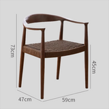 Nordic-Style Woven Seat Accent Chair with FAS Rubberwood