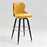Swivel Bar Stool – Oil-Wax Leather, Metal Frame & Solid Wood Panels
