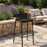 Outdoor Bar Stool | Aluminium Frame & Olefin Webbing | Seat Height 75cm | Customisable Fabric & Frame Colour