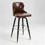 Swivel Bar Stool – Oil-Wax Leather, Metal Frame & Solid Wood Panels