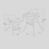 Multifunctional Adjustable Baby High Chair with Wooden Legs