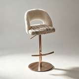 Italian Minimalist Upholstered Bar Stool, Adjustable Swivel Stainless Steel Island Chair