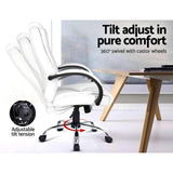 Premium White Leather Executive Office Chair – Adjustable & Ergonomic