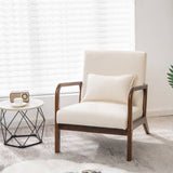 Mid-Century Modern Armchair with Wooden Frame and Cushioned Seat