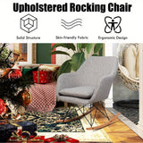 Modern Grey Upholstered Rocking Chair with Ergonomic Design and Solid Wood Base