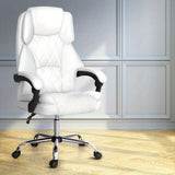 Executive Ergonomic PU Leather Office Chair with Chrome Base – White