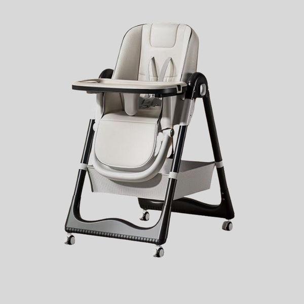 Adjustable High Chair for Babies and Toddlers with Safety Harness and Storage Basket