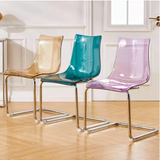 Modern Acrylic Dining Chair with Chrome Base - Sleek Transparent Design for Home & Office