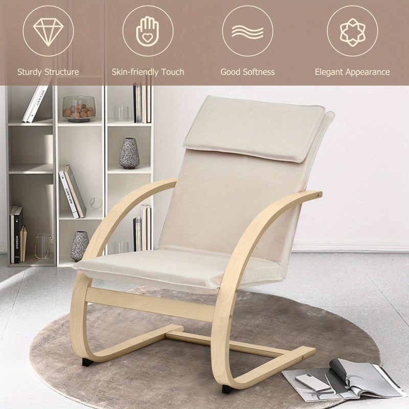 Ergonomic Upholstered Lounge Chair with Birch Wood Frame