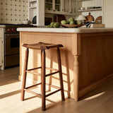Wabi-Sabi Ash Wood Bar Stool – Woven Rattan or Paper Rope Seat