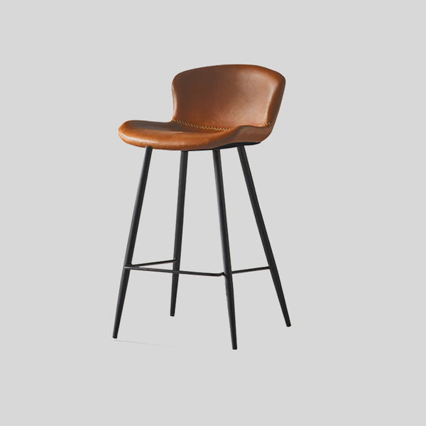 Premium Saddle Leather Bar Stool with Carbon Steel Frame