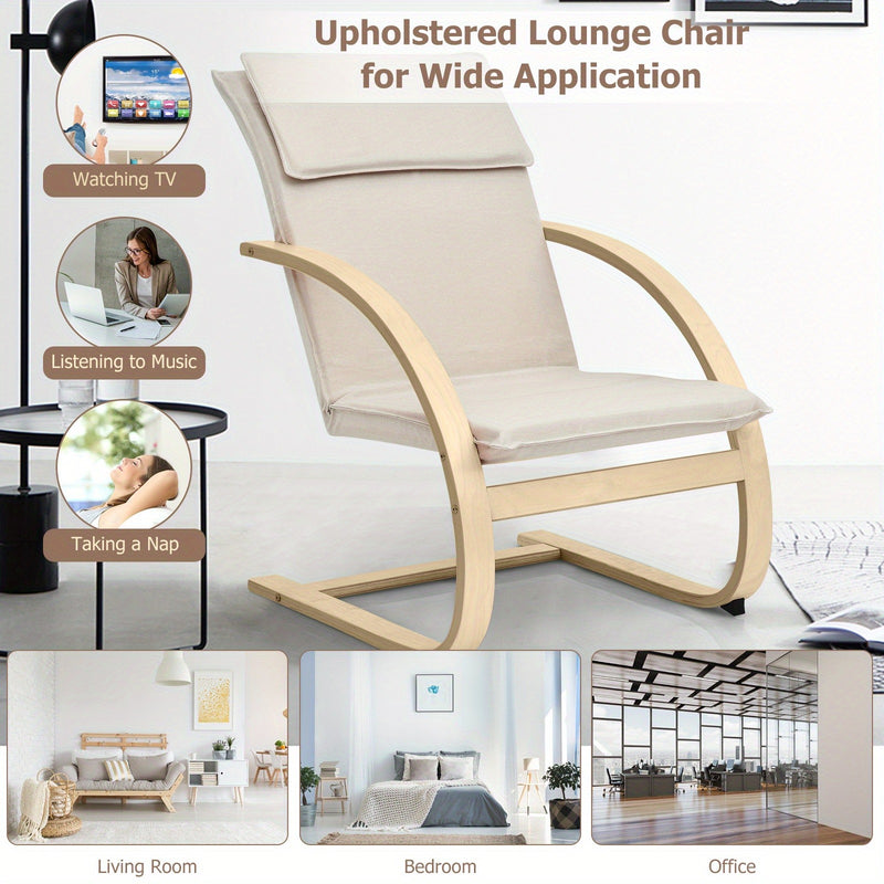 Ergonomic Upholstered Lounge Chair with Birch Wood Frame