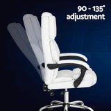 Executive Ergonomic PU Leather Office Chair with Chrome Base – White