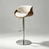Italian Minimalist Genuine Leather Bar Stool, Adjustable Swivel Island Chair