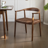 Nordic-Style Woven Seat Accent Chair with FAS Rubberwood