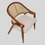 Handcrafted Rattan Chair with Cushioned Seat - A Blend of Elegance and Comfort