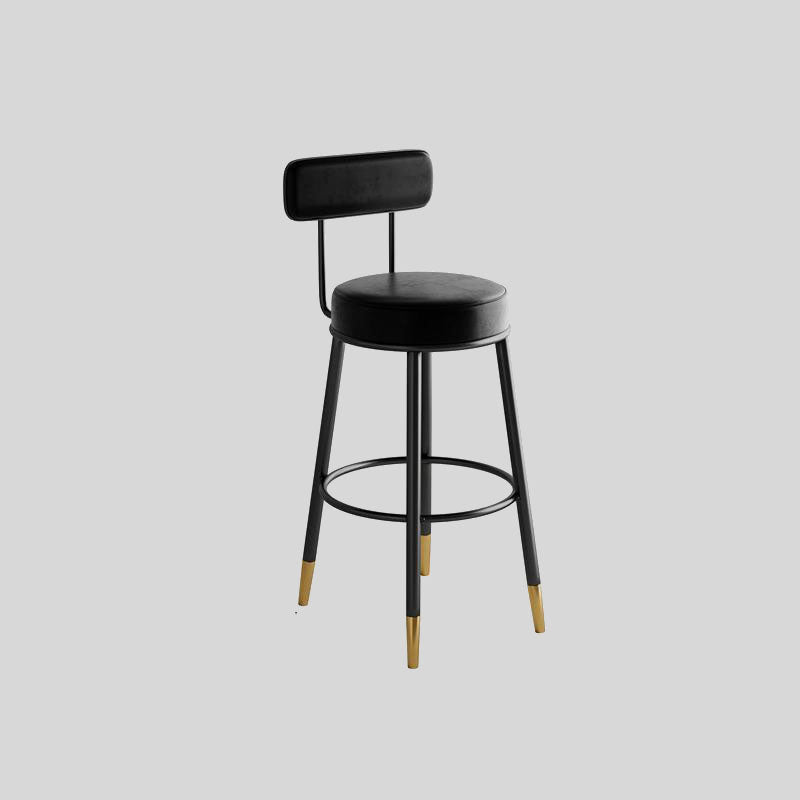 Modern High Back Bar Stool with Gold-Tipped Legs for Elegant Home Bars