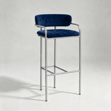 Upholstered Bar Stool with Gold Metal Frame - Velvet or Leather High Chair