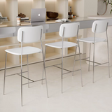 Modern Saddle Leather Bar Stool with Chrome Frame