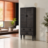 Tall Hand-Carved Cabinet with Double Doors (70×35×160cm)