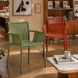 Stackable Outdoor Dining Armchair - Slatted Design for Cafe & Patio