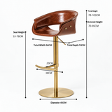 Bar stool dimension diagram showing 53–78 cm seat height, 78–103 cm overall height, 56 cm width and 53 cm depth.
