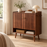 Walnut-Finish Pine Wood Shoe Cabinet – 80cm