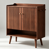 Walnut-Finish Pine Wood Shoe Cabinet – 80cm